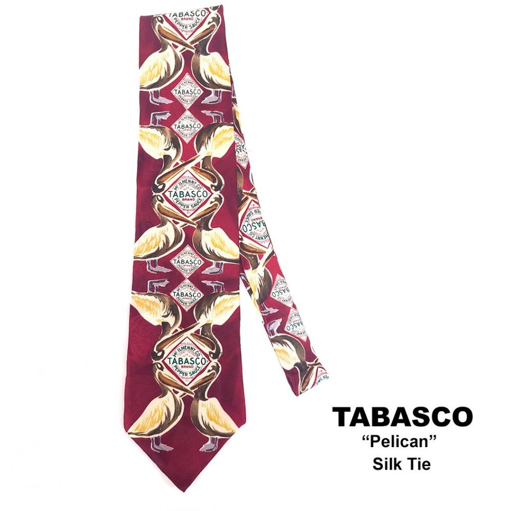 Tabasco Silk Tie Rare Pelican Theme - EUC